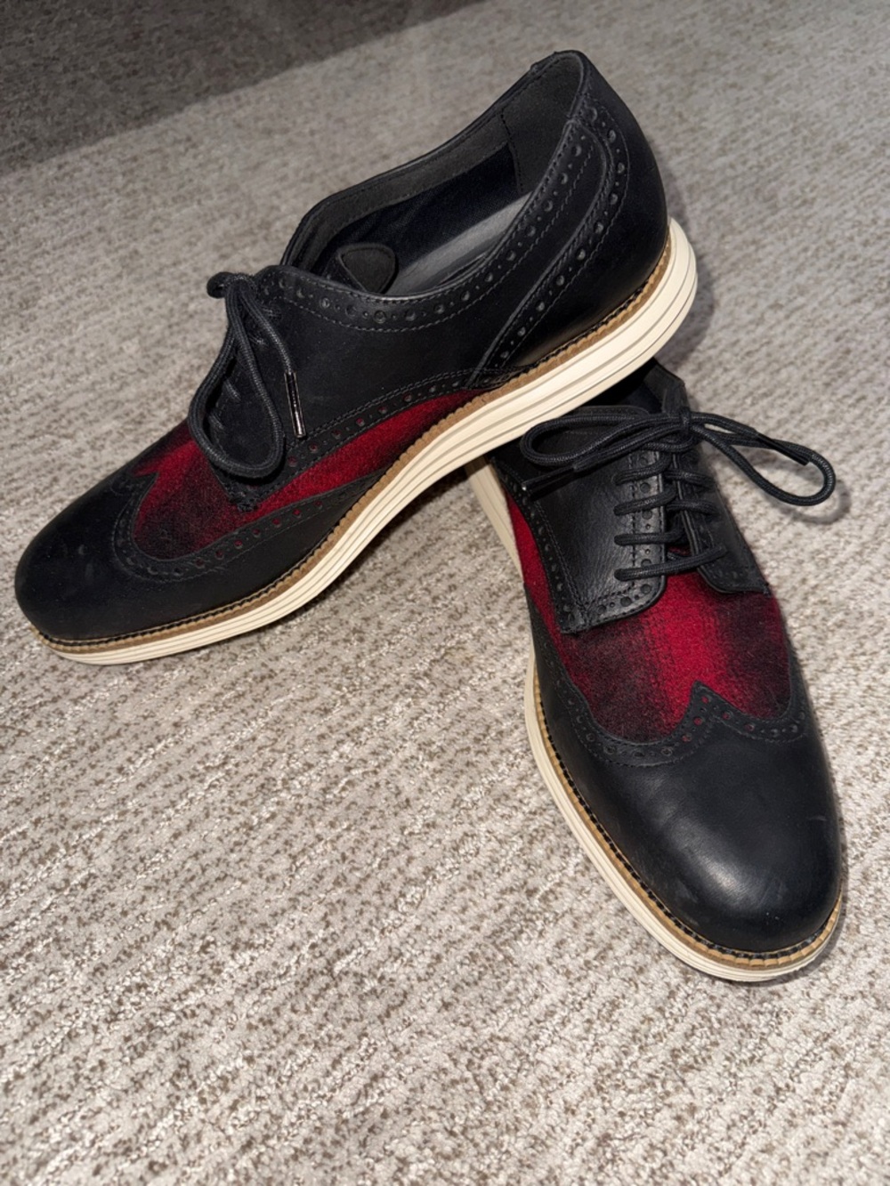 Cole Haan Men's Black and Red Wingtip Oxford Shoes